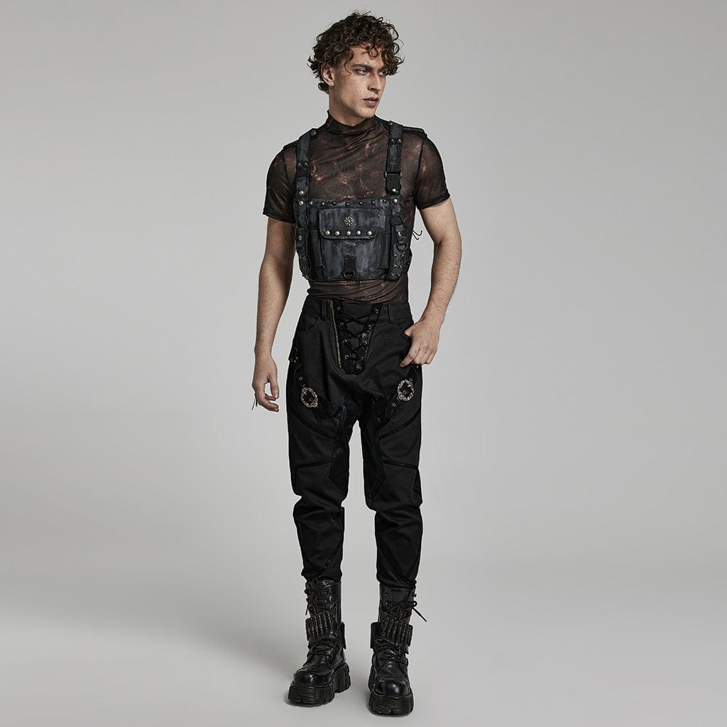 PUNK RAVE Men's Punk Camouflage Rivet Armor