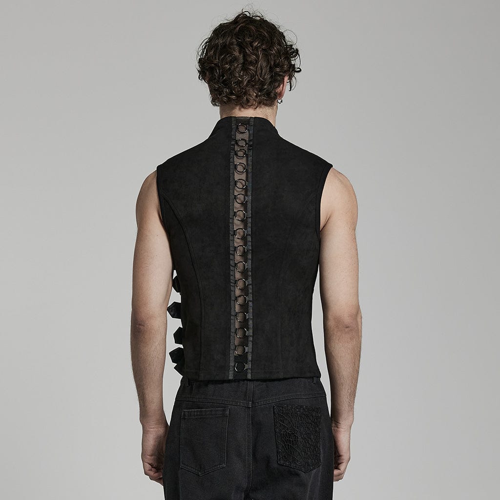 PUNK RAVE Men's Punk Cutout Buckles Vest