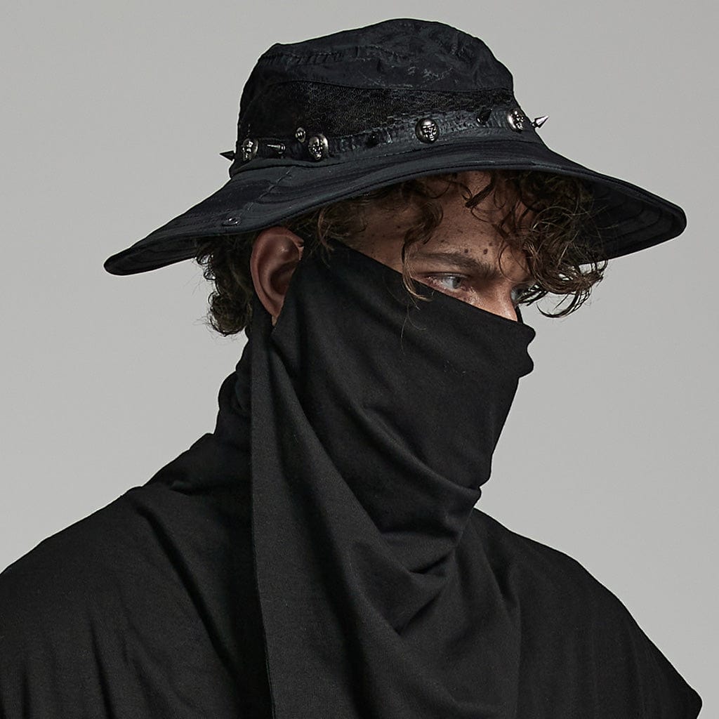 PUNK RAVE Men's Punk Distressed Rivet Hat