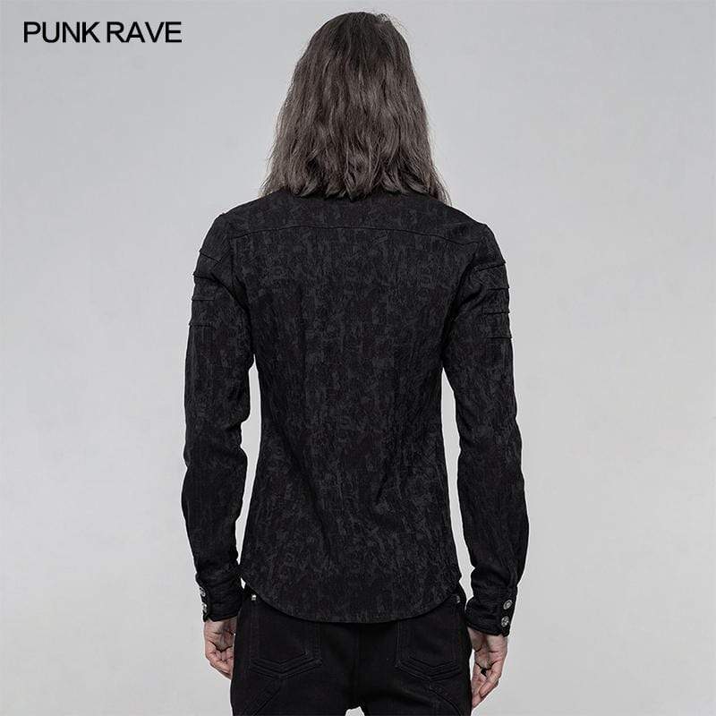 Men's Punk Elastic Jacquard Long Sleeved Shirts