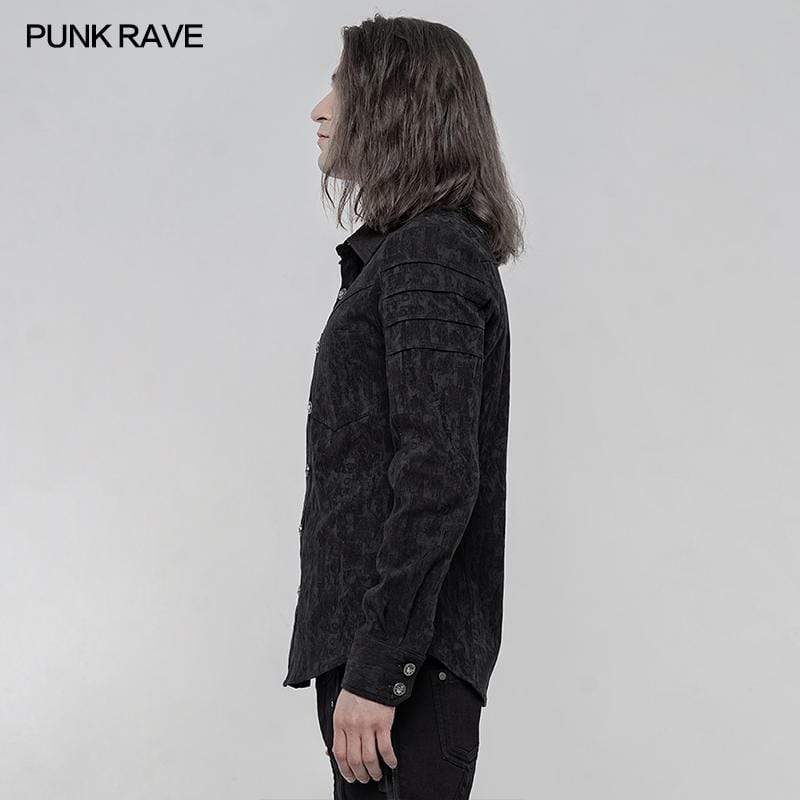 Men's Punk Elastic Jacquard Long Sleeved Shirts