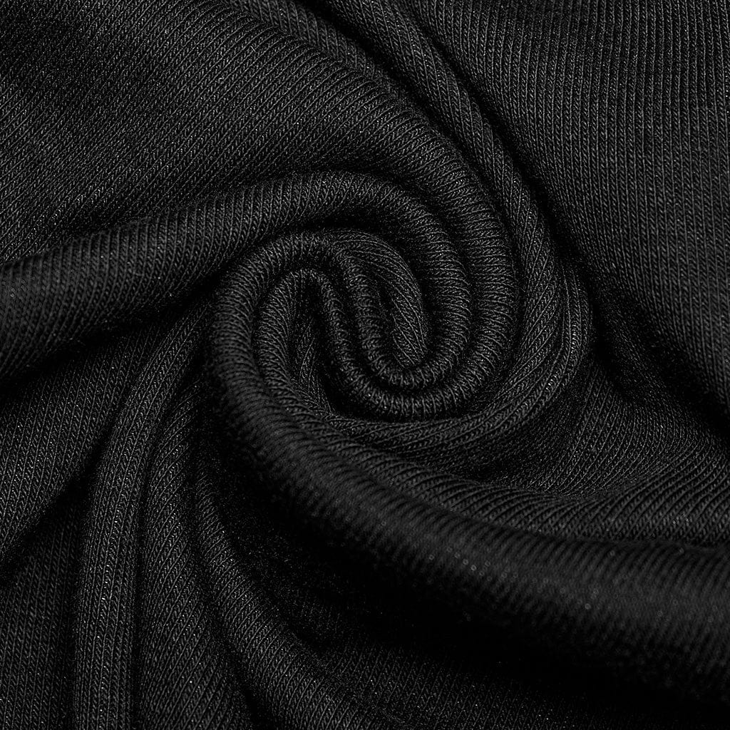 PUNK RAVE Men's Punk Mesh Splice T-shirt with Hood