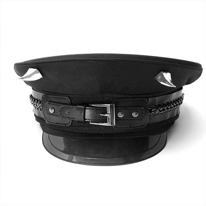 Men's Punk Military Rivets Buckle-up Hats