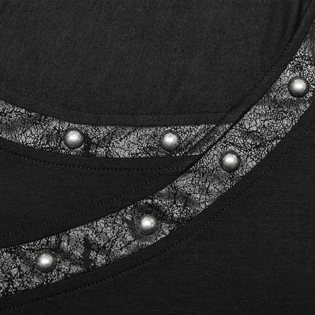 PUNK RAVE Men's Punk Ruched Collar T-shirt