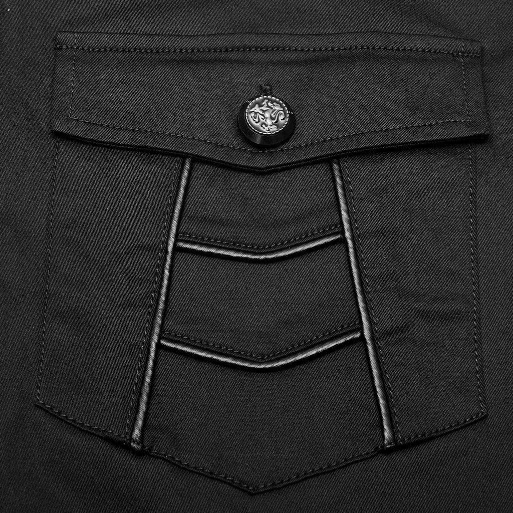 Men's Punk Short Sleeved Metal Button Shirts