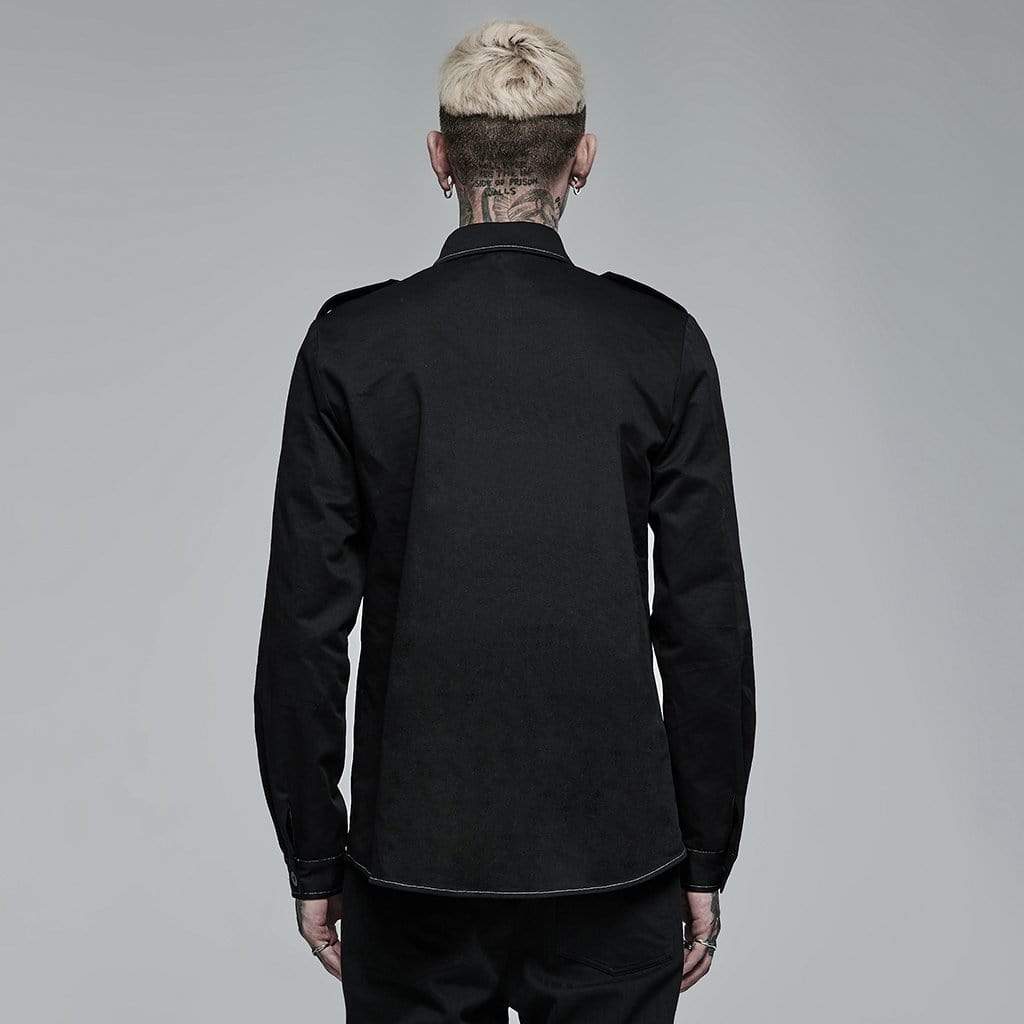 Punk Rave Men's Punk Skull Embroidered Shirt