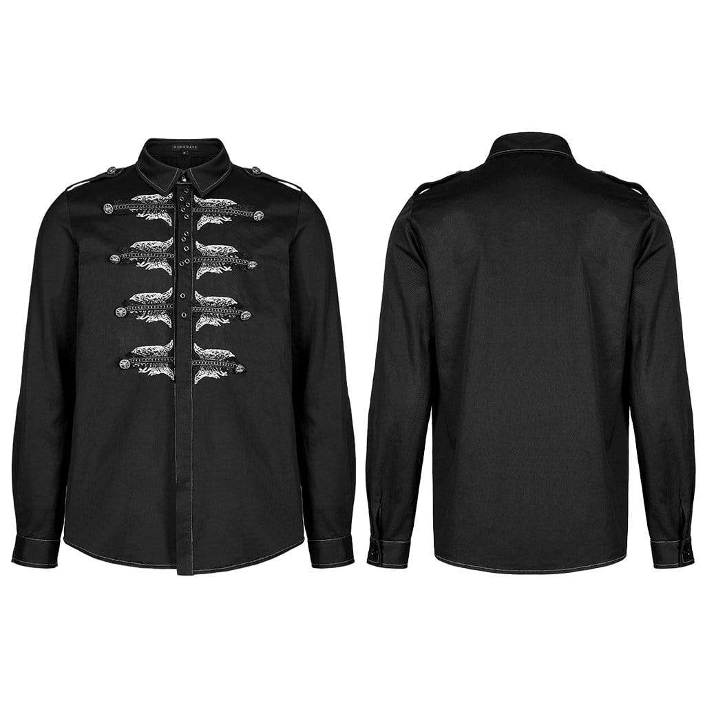 Punk Rave Men's Punk Skull Embroidered Shirt