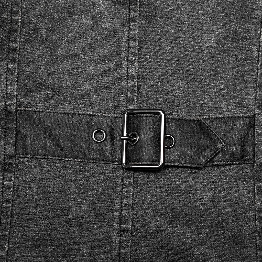 PUNK RAVE Men's Punk Stand Collar Buckle Distressed Vest