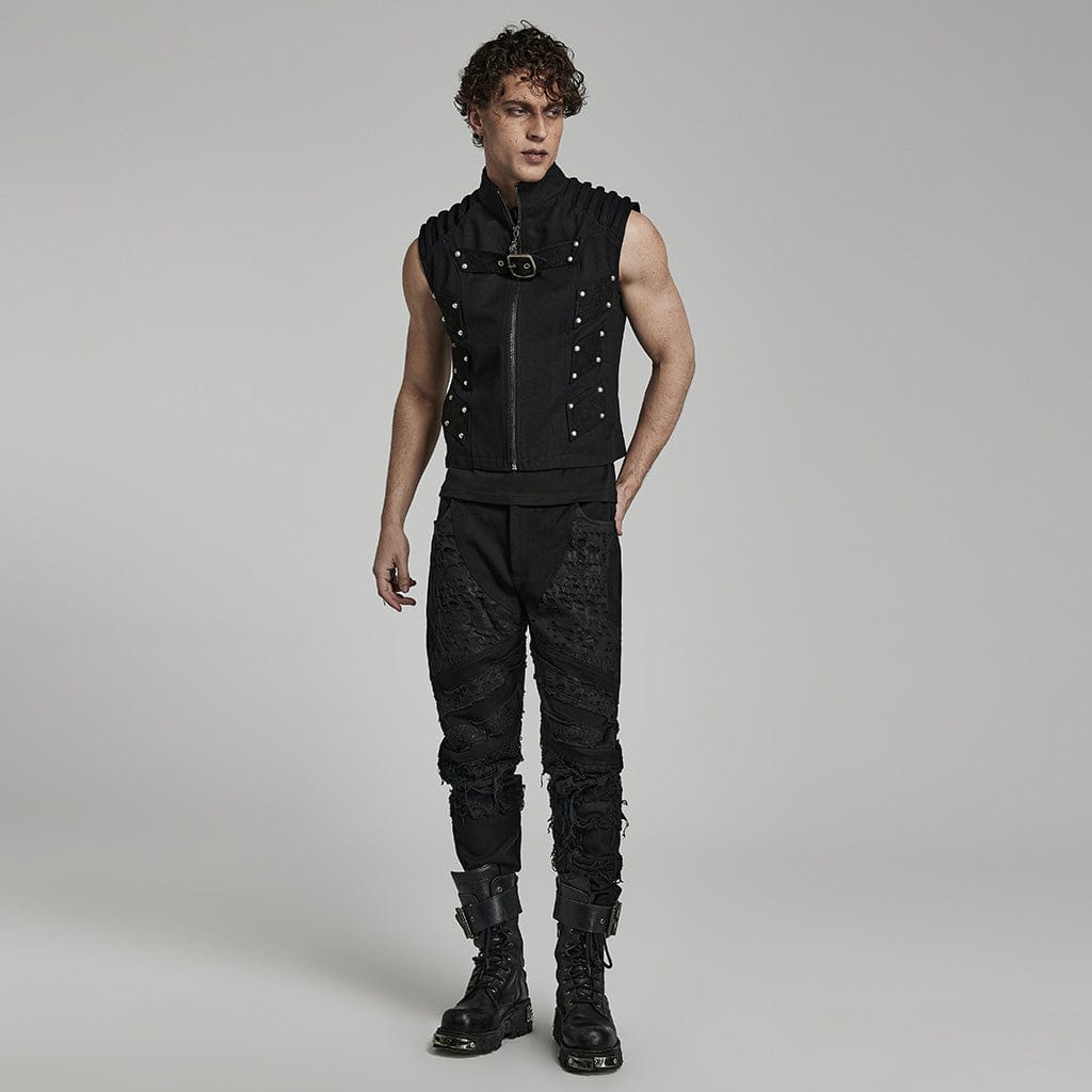 PUNK RAVE Men's Punk Stand Collar Vest