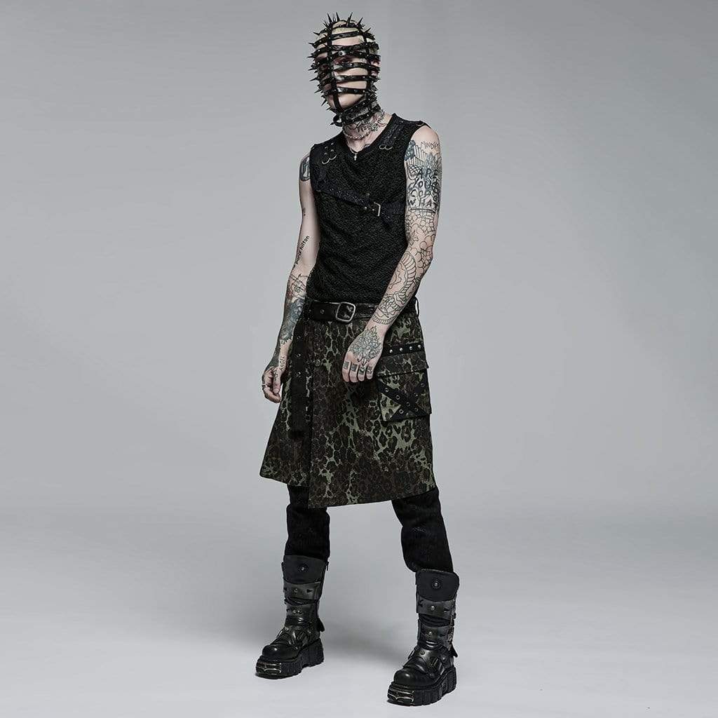 Punk Rave Men's Punk Strappy Rivet Cone Mask