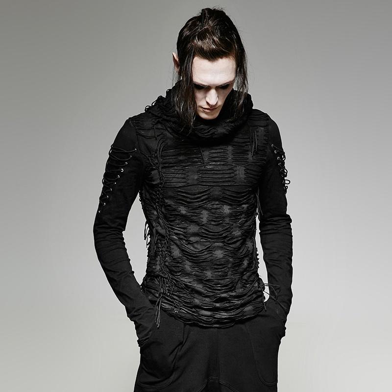 Men's Ripped Hole Hooded Sweater