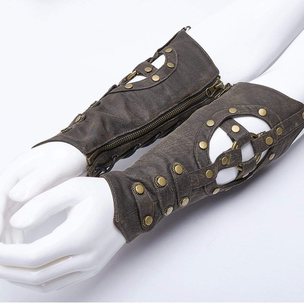 Men's Steampunk Cutout Rivets Gloves