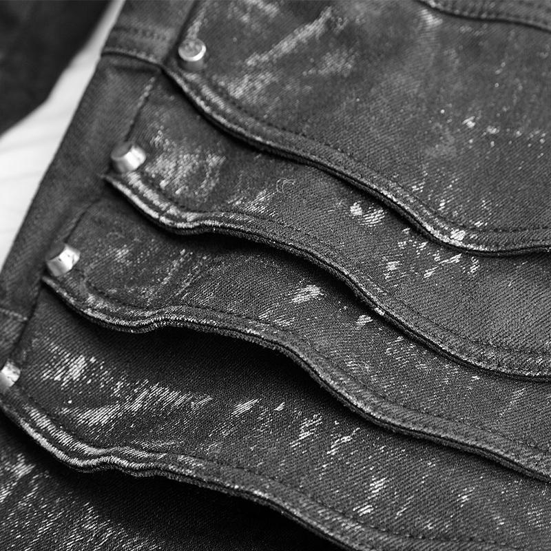 Men's Unique Armor Knee Men's Washing Jeans
