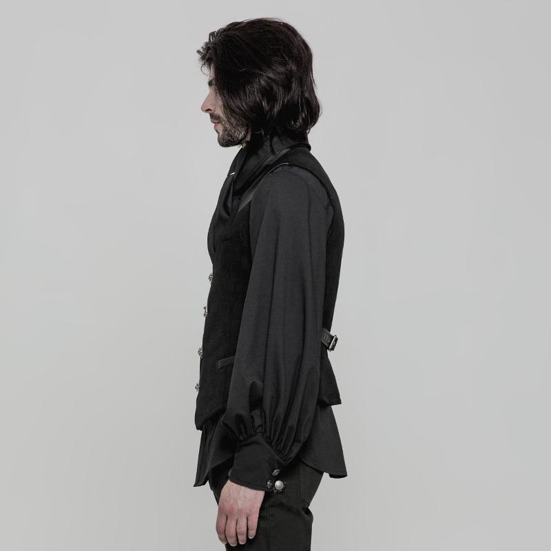 Punk Rave Men's Steampunk V-neck Metal Buckles Deco Waistcoat Vest Y862