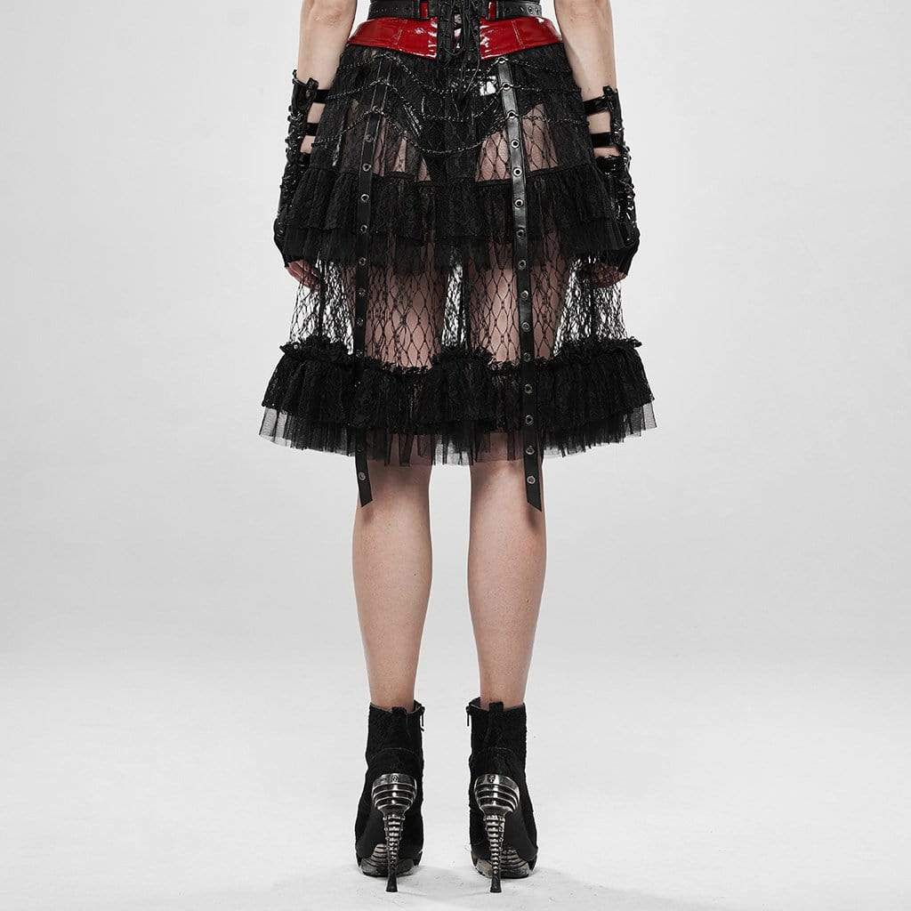 Women's Goth High-waisted Multilayered Mesh Skirts