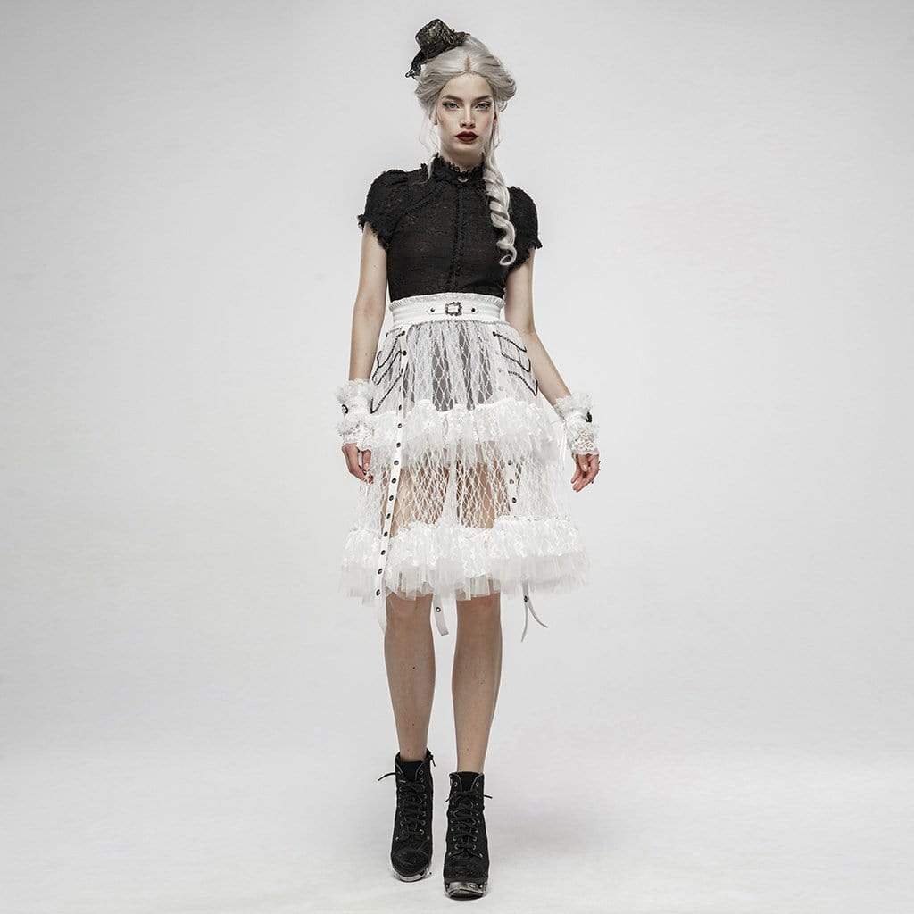 Women's Goth High-waisted Multilayered Mesh Skirts