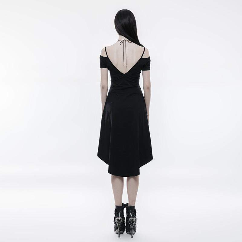 Women's Goth Off Shoulder High/low Black Little Dresses