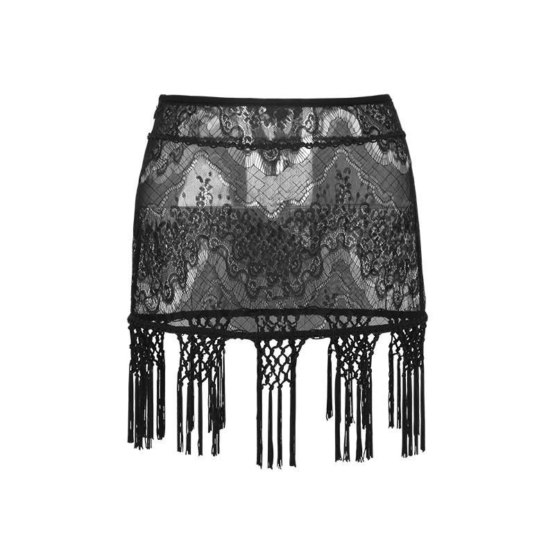 Women's Gothic Floral Tassels Lace Mini Skirts