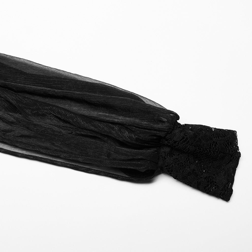 PUNK RAVE Women's Gothic Off Shoulder Irregular Lace Dress