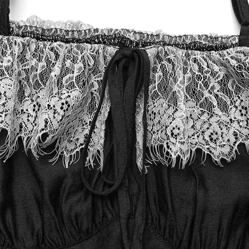 PUNK RAVE Women's Gothic Off Shoulder Lace Splice Dress