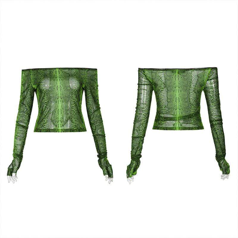 Women's Gothic Off-shoulder Snakeskin Crop Tops