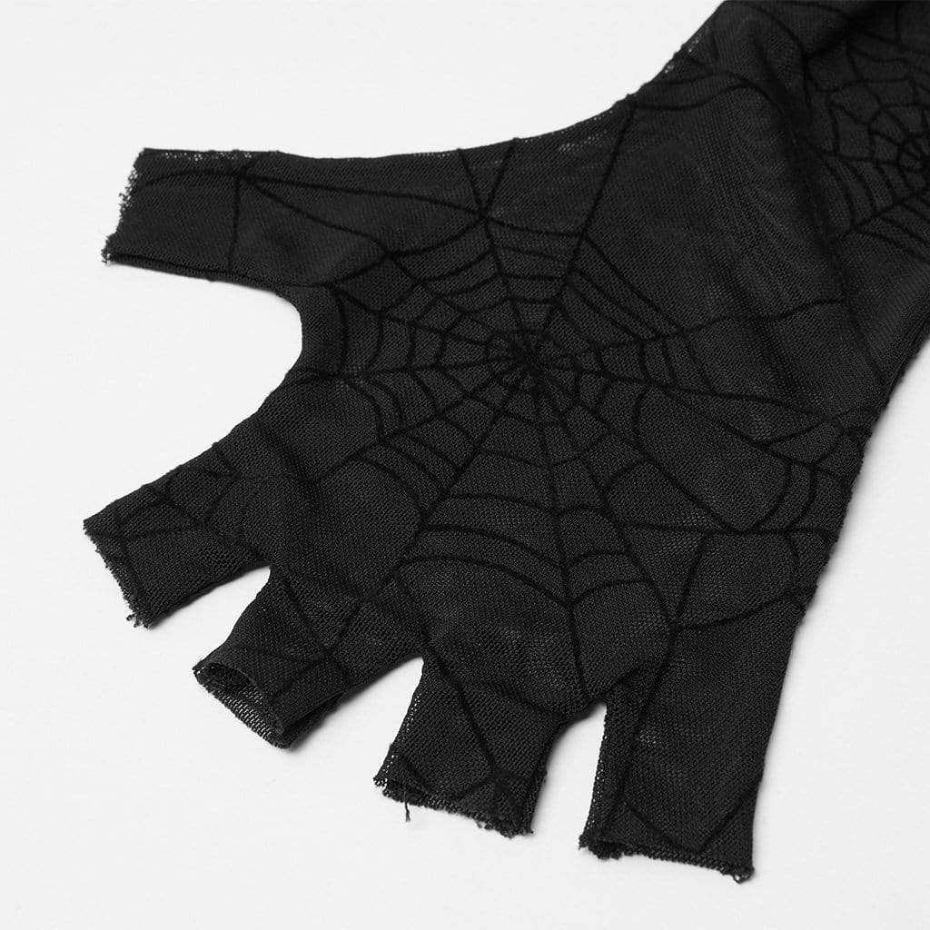 Women's Gothic Off-shoulder Spider Web Crop Tops