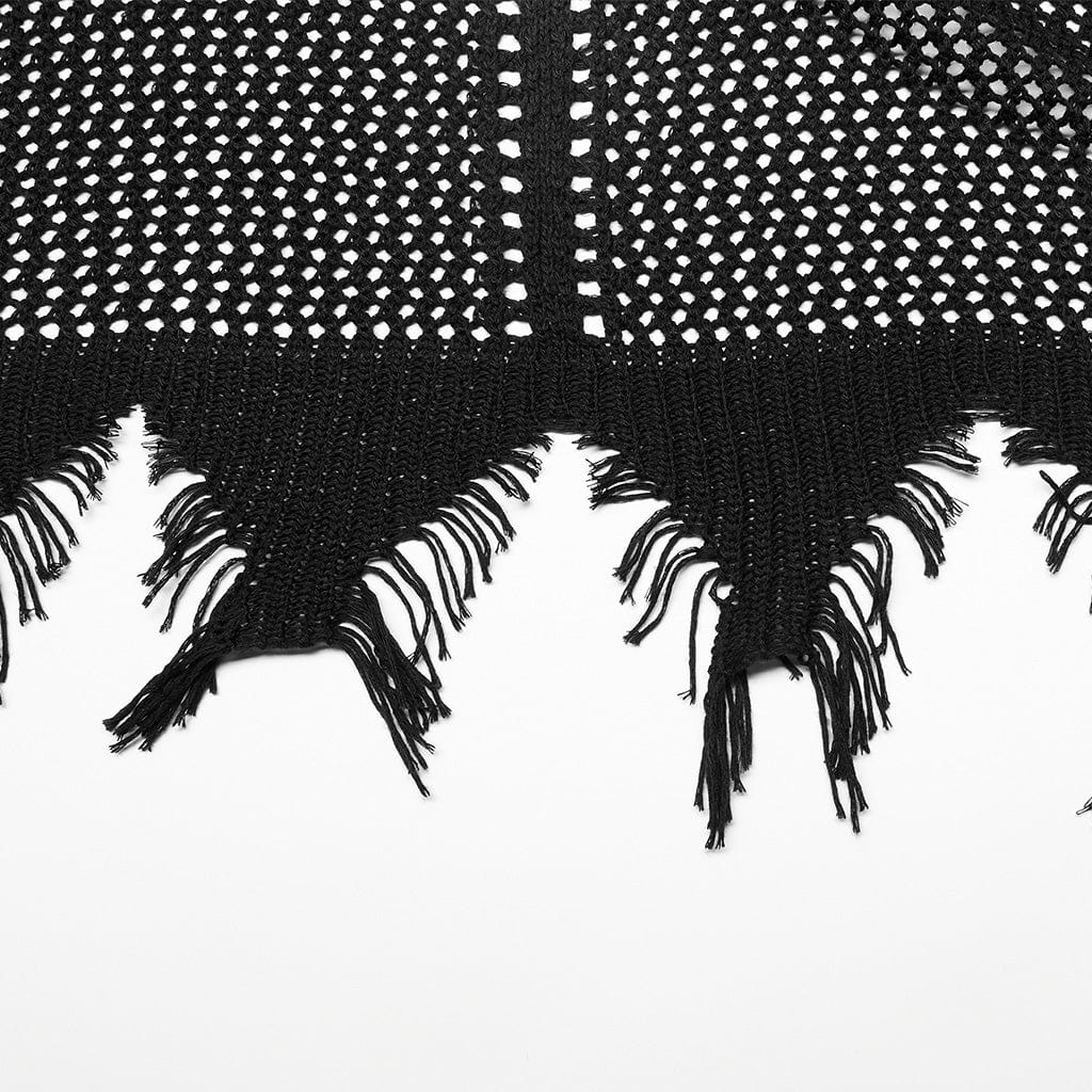 PUNK RAVE Women's Gothic Plunging Mesh Slip Dress