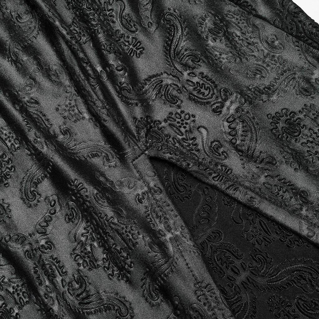 PUNK RAVE Women's Gothic Spade Embroidered Split Dress