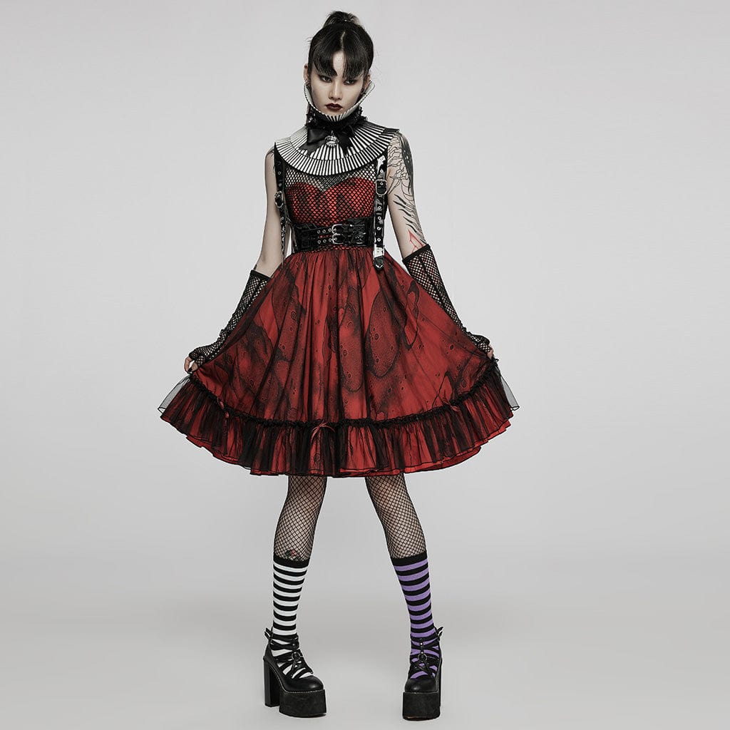 PUNK RAVE Women's Gothic Stripes Neckwear with Bell Choker