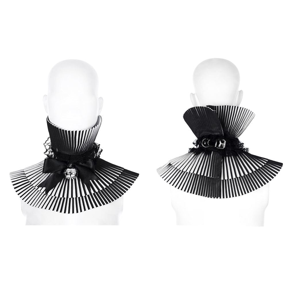 PUNK RAVE Women's Gothic Stripes Neckwear with Bell Choker