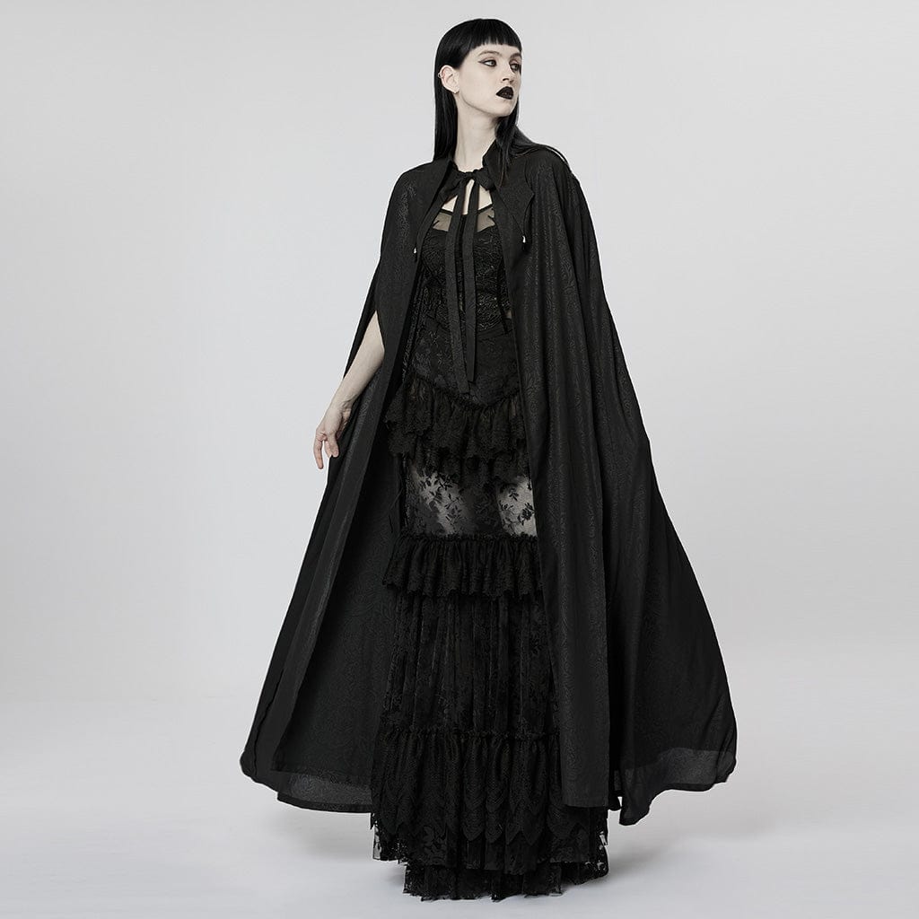 PUNK RAVE Women's Gothic Turn-down Collar Long Cloak