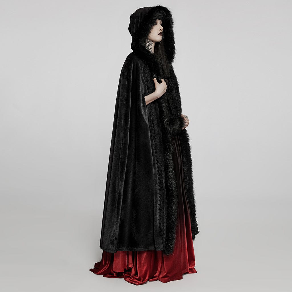 PUNK RAVE Women's Gothic Vintage Gradient Long Cloak