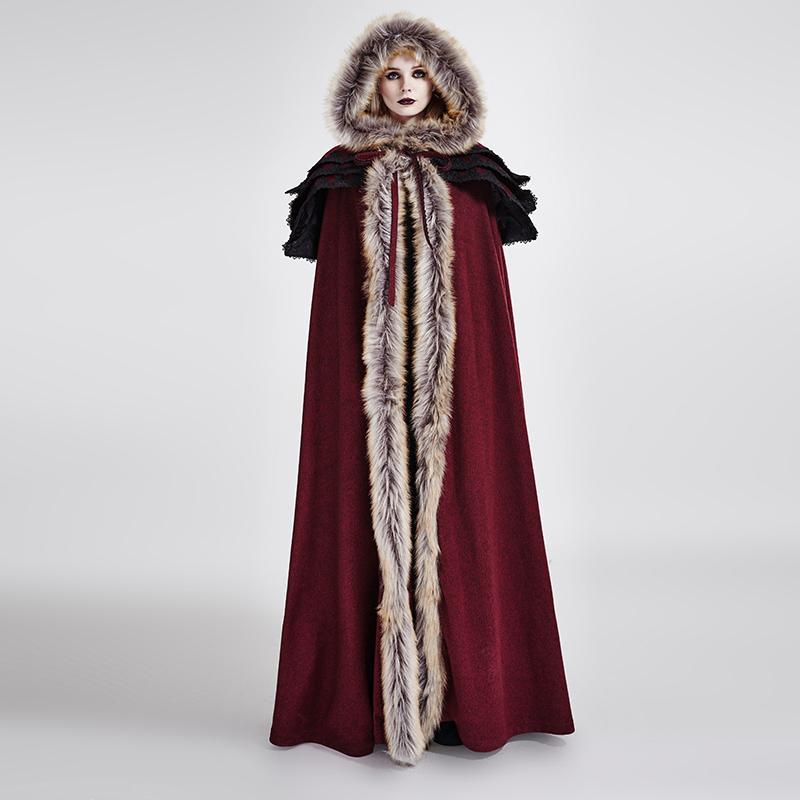 Women's Gothic Woolen Hooded Maxi Coat