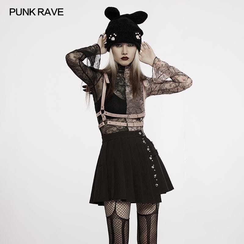 PUNK RAVE Women's Lolita Long-ear Pawprint Hat