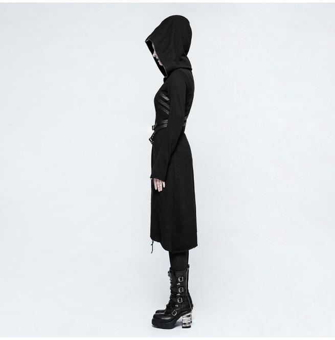 Women's Military Hooded Asymmetric Knitted Coat With Belt