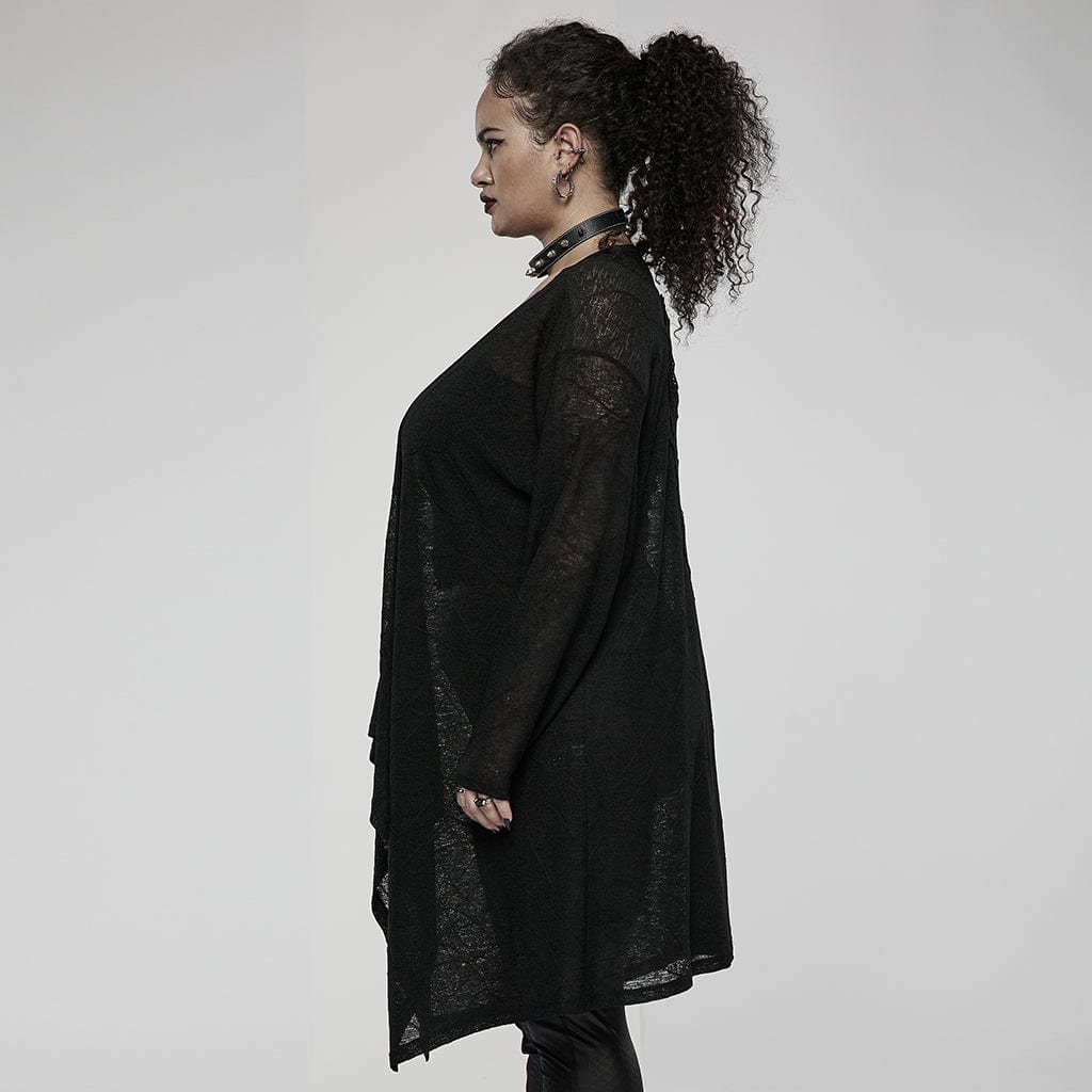 Punk Rave Women's Plus Size Gothic Back Skull Kimono Cardigan