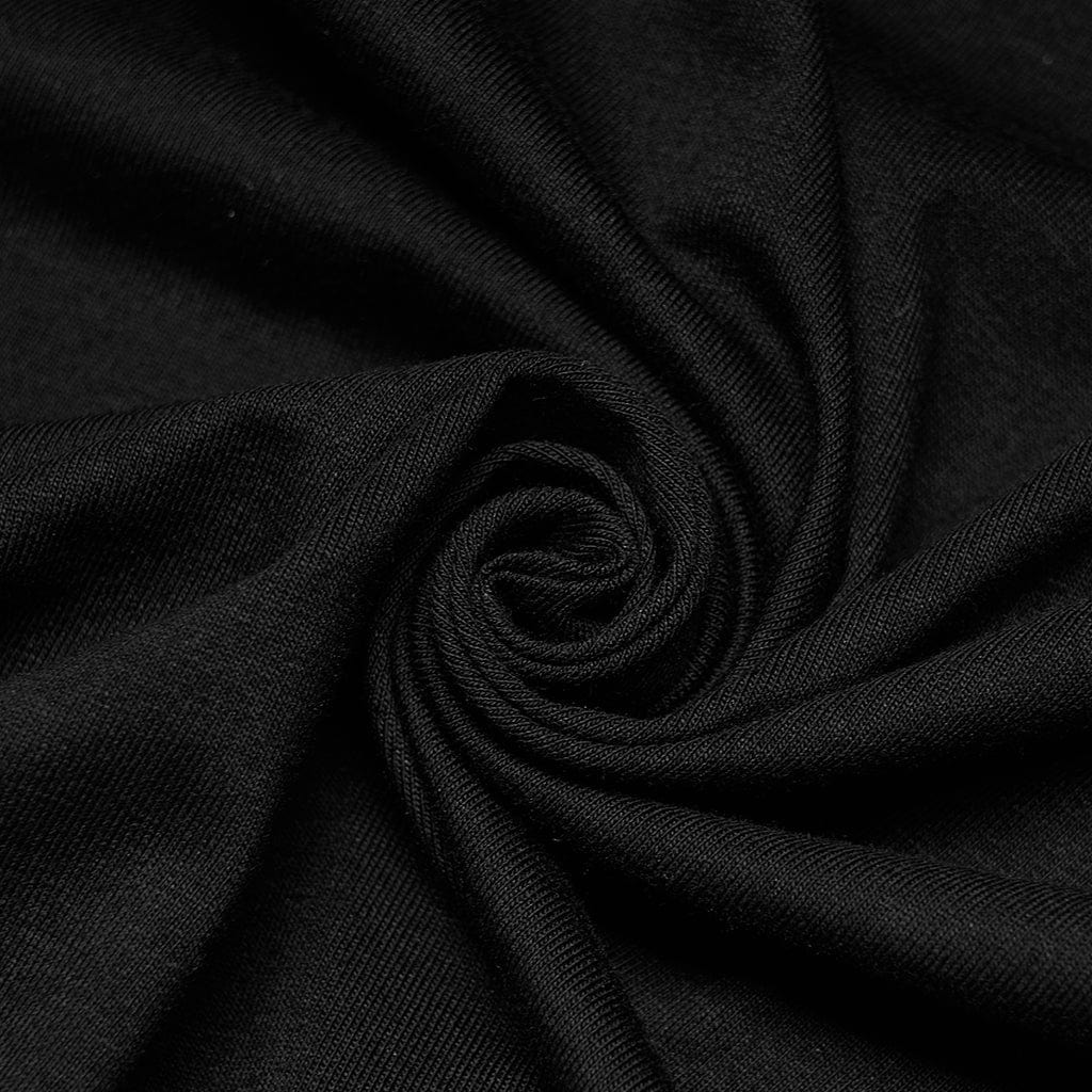 Punk Rave Women's Plus Size Punk High Collar Ripped Long Sleeved Black Little Dress