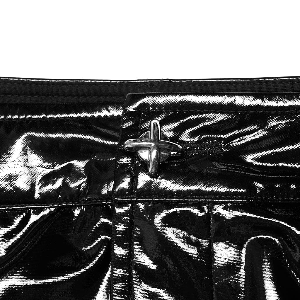 Punk Rave Women's Plus Size Punk Military Style Lacing-up Patent Leather Wraped Skirt