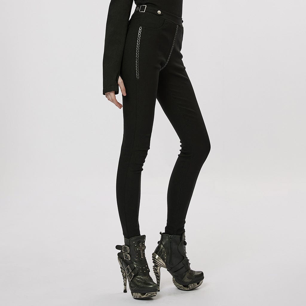 PUNK RAVE Women's Punk Chain Printed Leggings