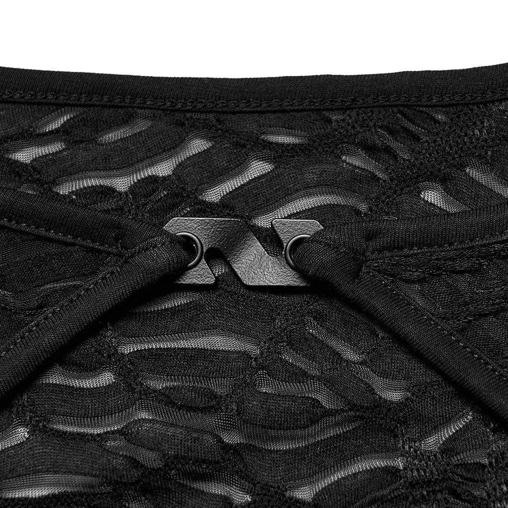 Punk Rave Women's Punk Cutout Drawstring Long Sleeved Shirt