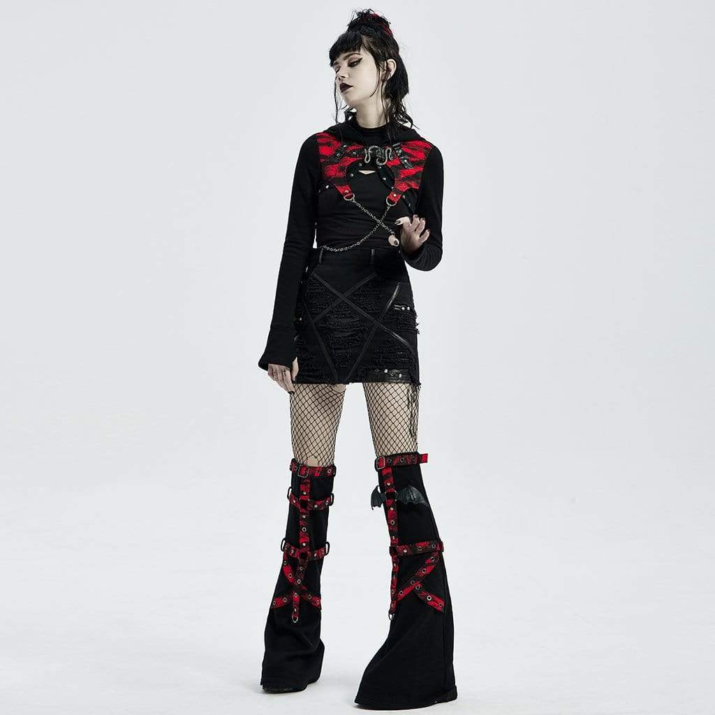 Women's Punk Double Color Hooded Cape with Chain