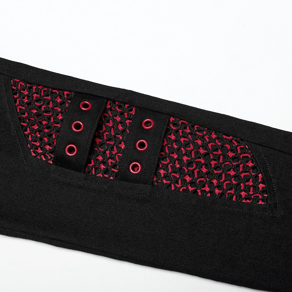 PUNK RAVE Women's Punk Double Color Mesh Splice Jeans