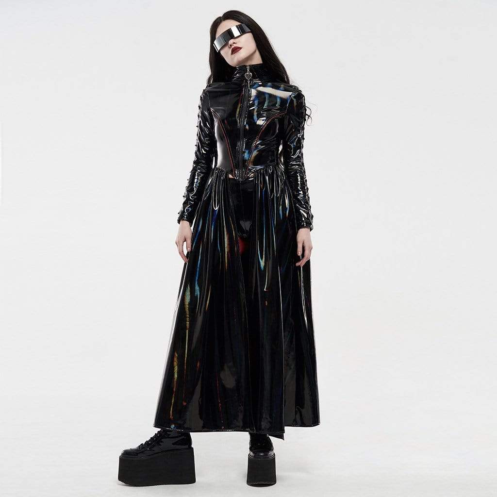 Punk Rave Women's Punk Faux Leather Long Jacket