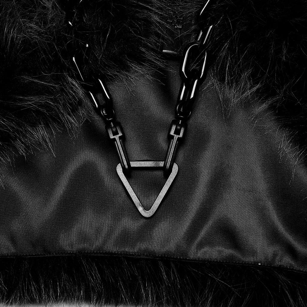 PUNK RAVE Women's Punk Front Zip Woolen Short Coat