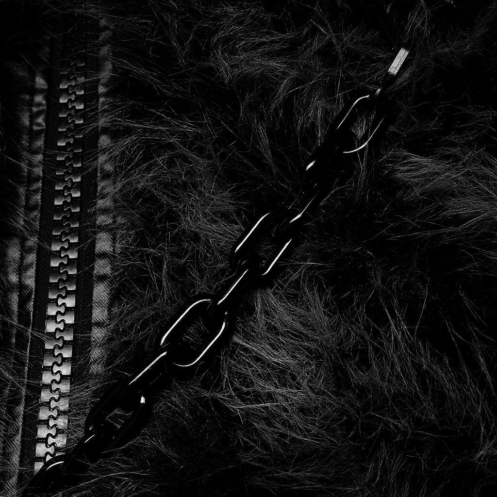 PUNK RAVE Women's Punk Front Zip Woolen Short Coat