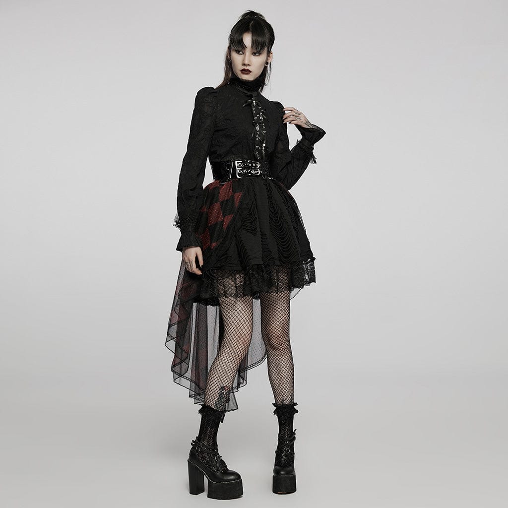 PUNK RAVE Women's Punk Lacing-up Faux Leather Wide Belt with Shoulder Straps