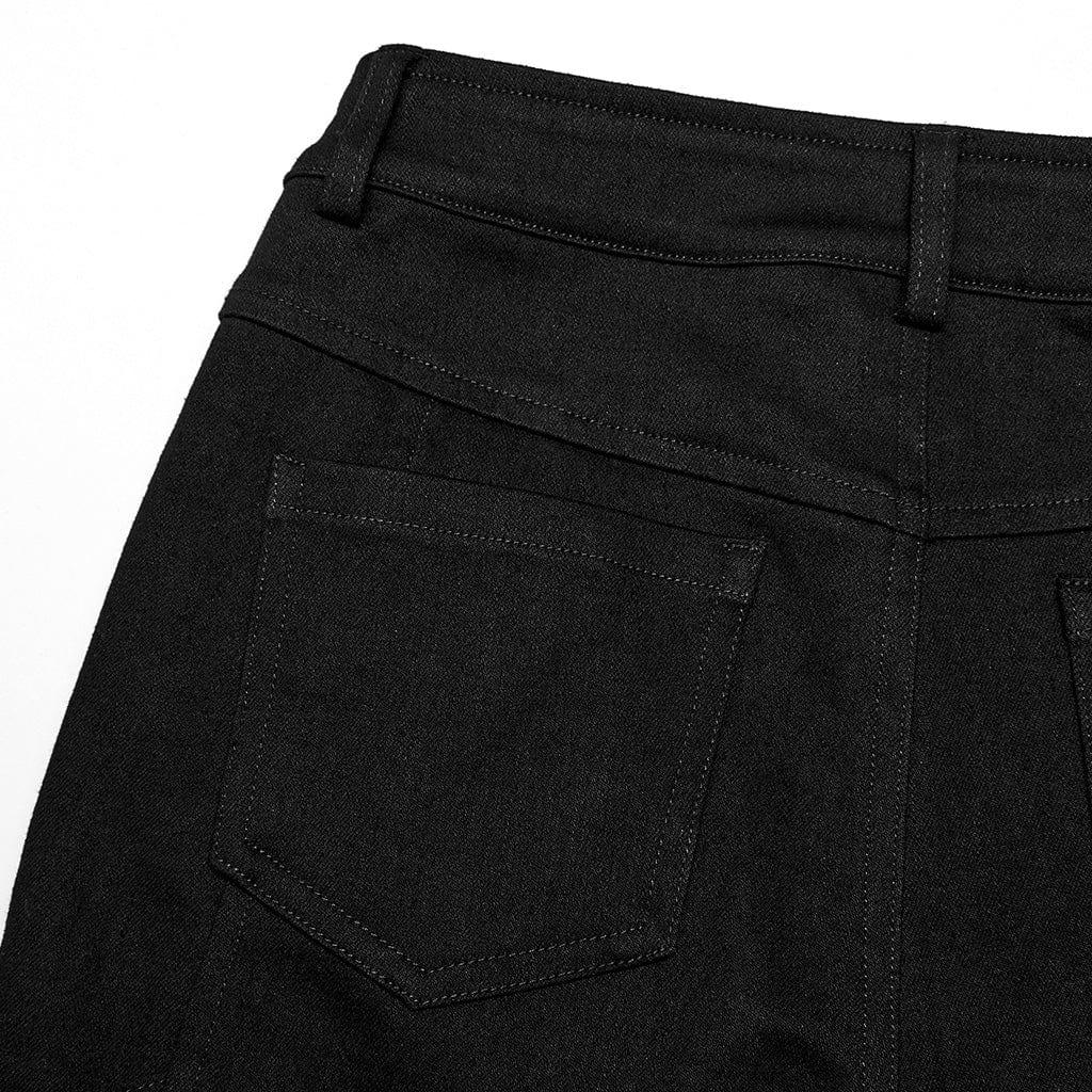 PUNK RAVE Women's Punk Mesh Splice Buckles Jeans