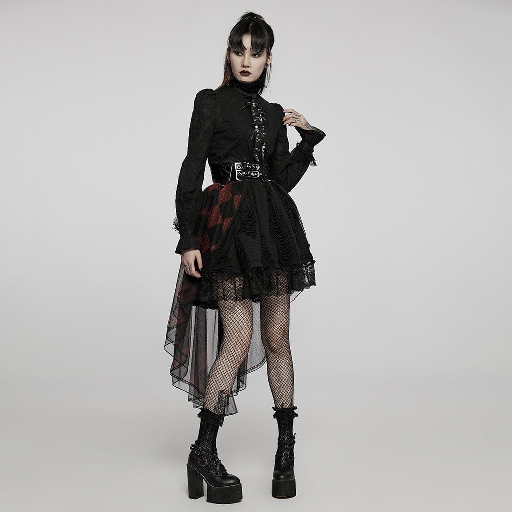 PUNK RAVE Women's Punk Rivets Bowknot Necktie