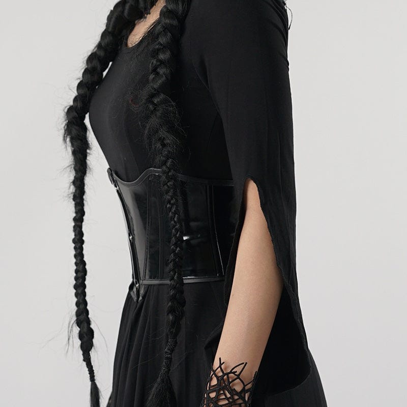 PUNK RAVE Women's Punk Strappy Patent Leather Belt