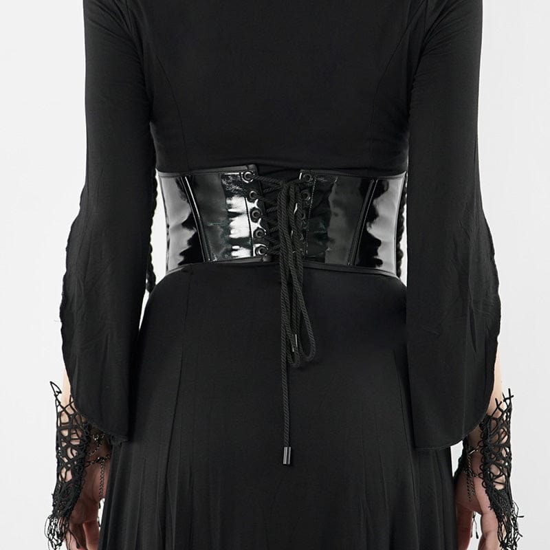 PUNK RAVE Women's Punk Strappy Patent Leather Belt